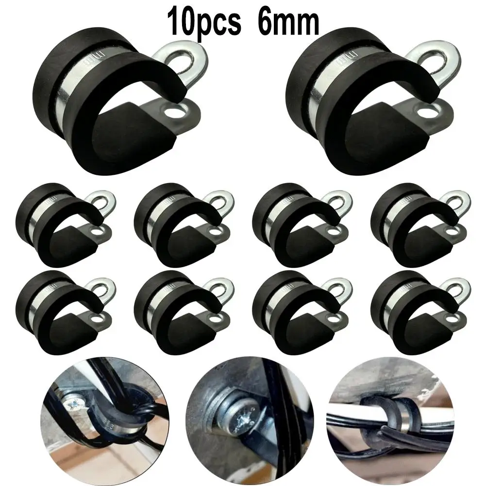 10pcs Rubber Lined P Clips Cable Mounting Hose Pipe Clamp Fixing Pipes Stainless Steel Hardware Fasteners 6mm 8mm 10mm
10pcs Rubber Lined P Clips Cable Mounting Hose Pipe Clamp Fixing Pipes Stainless Steel Hardware Fasteners 6mm 8mm 10mm