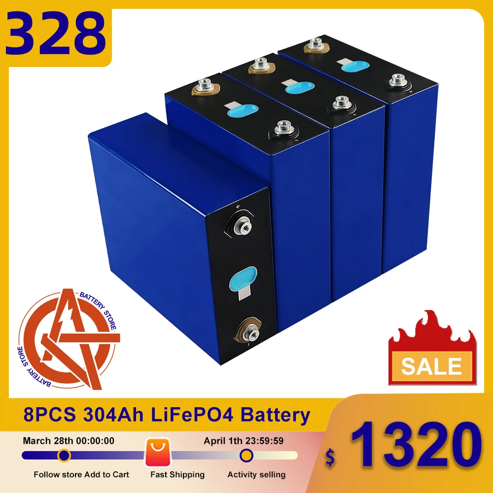 100% Brand New Lifepo4 304AH 8PCS 3.2v Grade A Battery Pack DIY RV Cell and Solar Energy Storage System Golf Cart EU US Tax Free
100% Brand New Lifepo4 304AH 8PCS 3.2v Grade A Battery Pack DIY RV Cell and Solar Energy Storage System Golf Cart EU US Tax Free