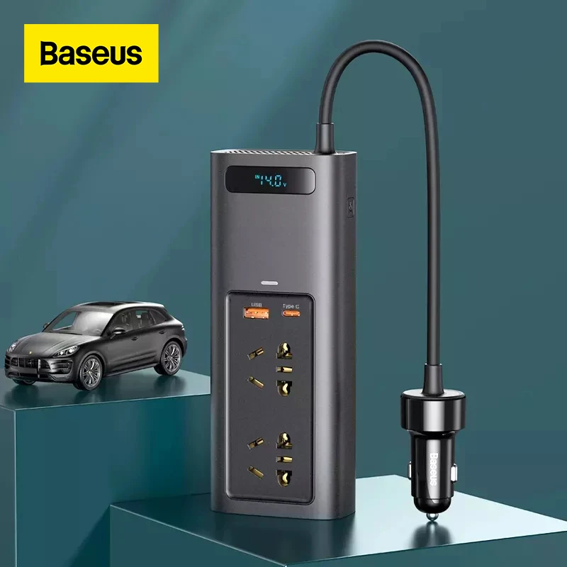 Автомобильный инвертор Baseus 150 Вт DC 12 В к AC 220 Авто конвертер USB Type C быстрая зарядка