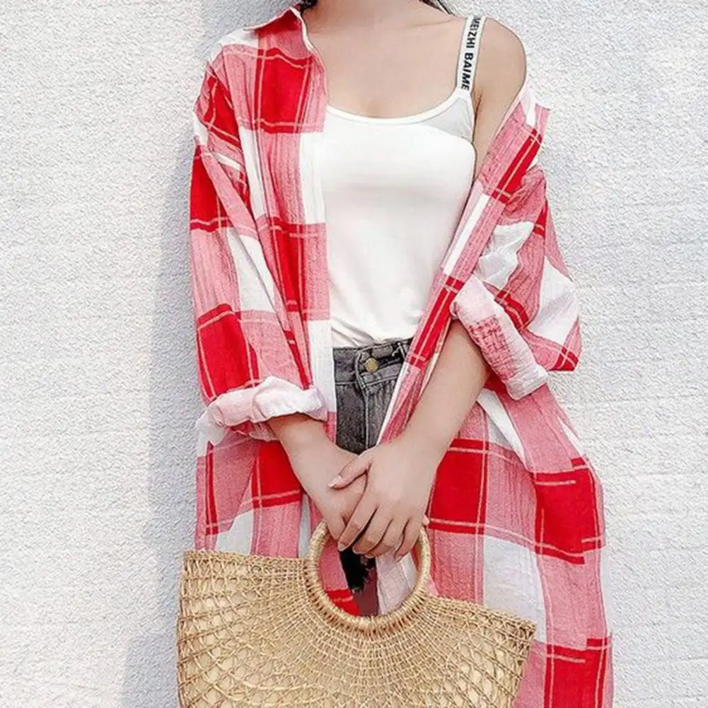 Sunscreen Shirt Turn-Down Collar Sunscreen Clothes Plaid Print Long Loose Sunscreen Clothes
Sunscreen Shirt Turn-Down Collar Sunscreen Clothes Plaid Print Long Loose Sunscreen Clothes