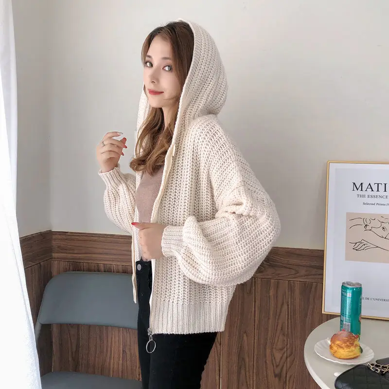 2022 Women Autumn Winter Knitted Cardigans Sweaters Long Sleeve Hooded Short Cardigan Coat Female Casual Loose Warm Sweater D52
2022 Women Autumn Winter Knitted Cardigans Sweaters Long Sleeve Hooded Short Cardigan Coat Female Casual Loose Warm Sweater D52