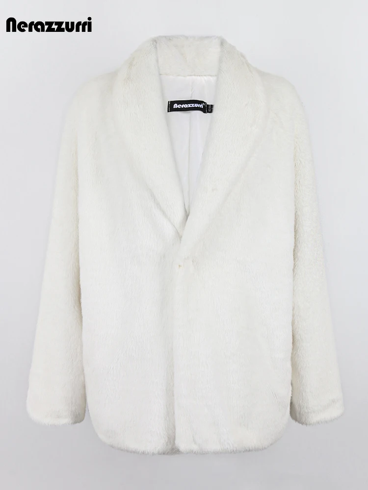 Nerazzurri Winter Loose Casual White Thick Warm Soft Faux Mink Fur Coat Women Shawl Collar Raglan Sleeve Cool Fluffy Jacket 2022
Nerazzurri Winter Loose Casual White Thick Warm Soft Faux Mink Fur Coat Women Shawl Collar Raglan Sleeve Cool Fluffy Jacket 2022