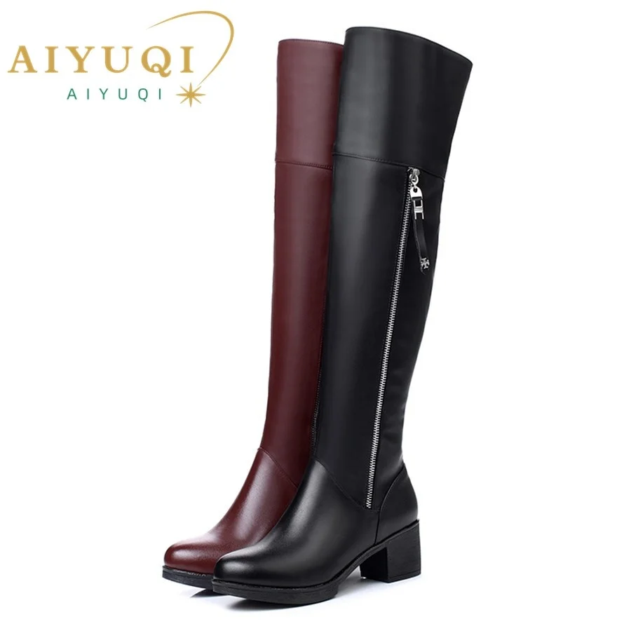 New Women Over Knee Boots Genuine Leather Thick Thin Velvet Large Size Long Boots Fashion High Heel Women Thigh High Boots
New Women Over Knee Boots Genuine Leather Thick Thin Velvet Large Size Long Boots Fashion High Heel Women Thigh High Boots