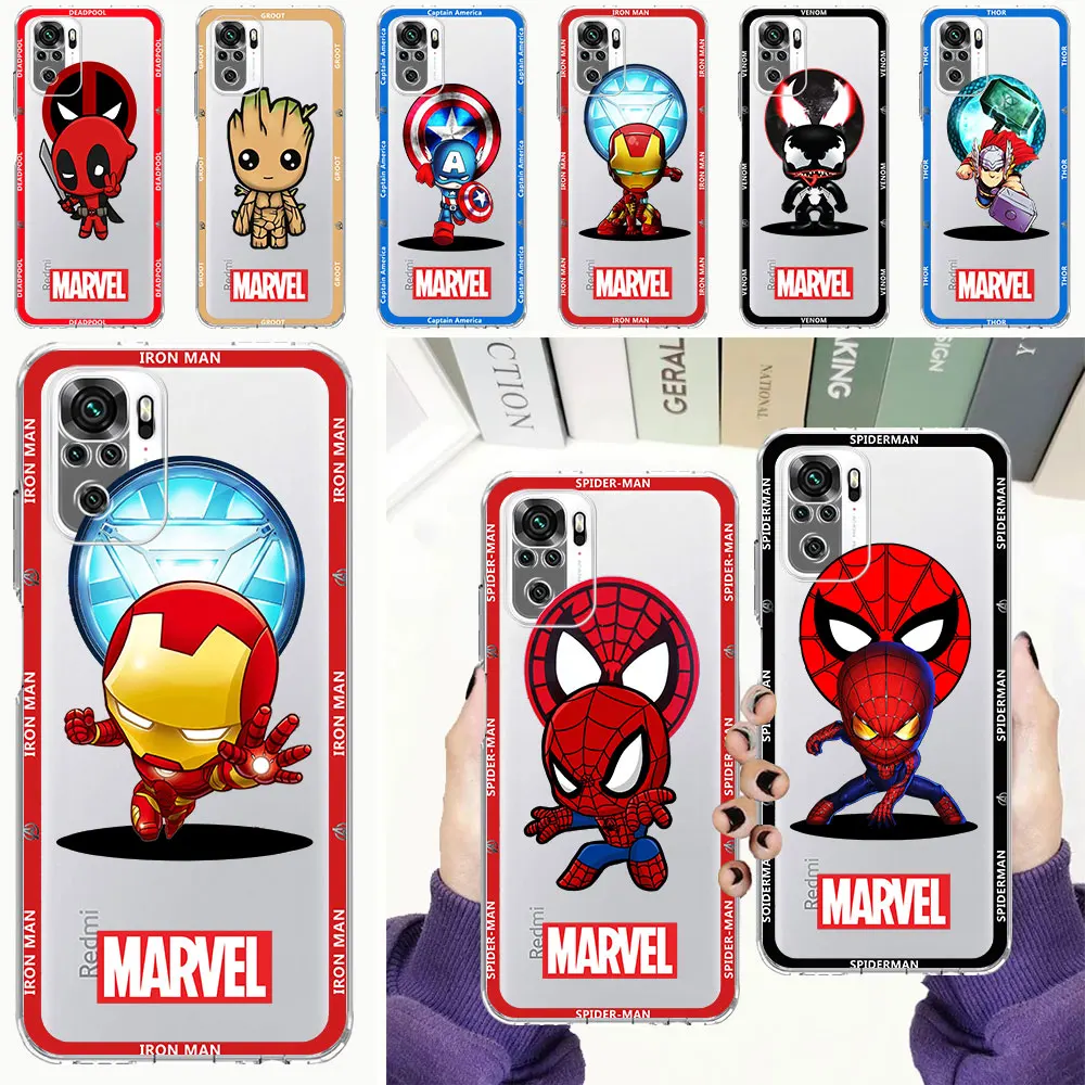 Marvel Spiderman IronMan Case For Xiaomi Redmi Note 11 10 9 Pro 10S 9S 9A 9C K40 9T 10C 8 8T 7 Soft Clear Silicone Phone Cover
Marvel Spiderman IronMan Case For Xiaomi Redmi Note 11 10 9 Pro 10S 9S 9A 9C K40 9T 10C 8 8T 7 Soft Clear Silicone Phone Cover