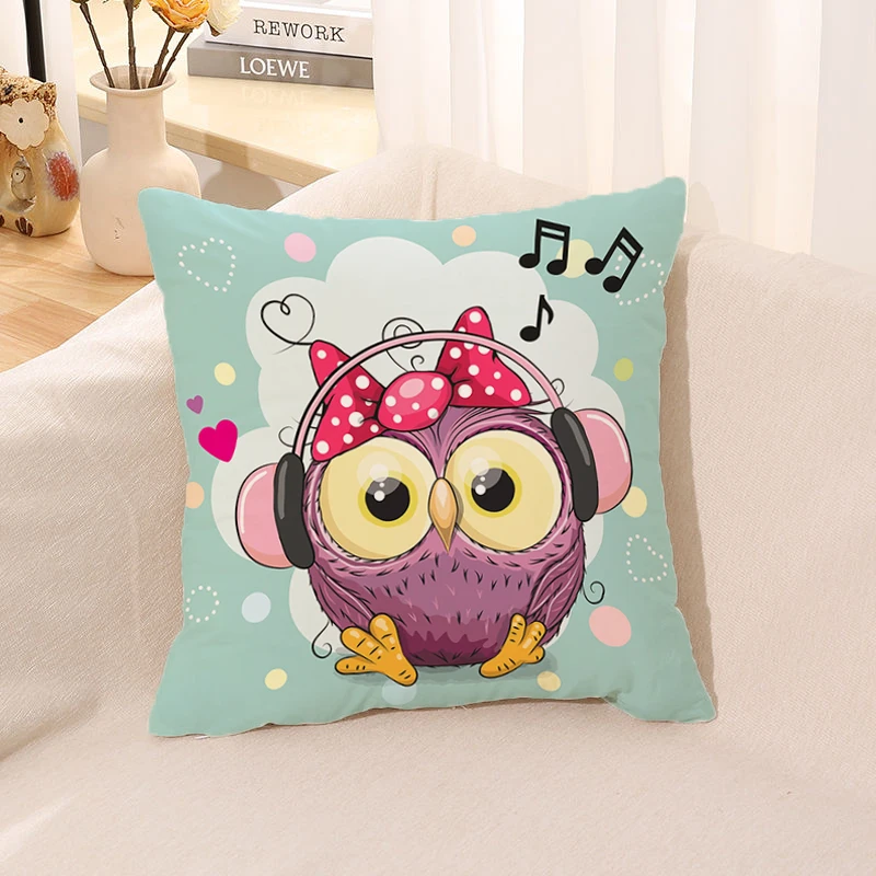 

Cute Owl Pillowcases for Pillows Throw Pillow Covers Decorative Cushion Cover Cushions Home Decor Pillowcase Sofa 45x45 Body Bed