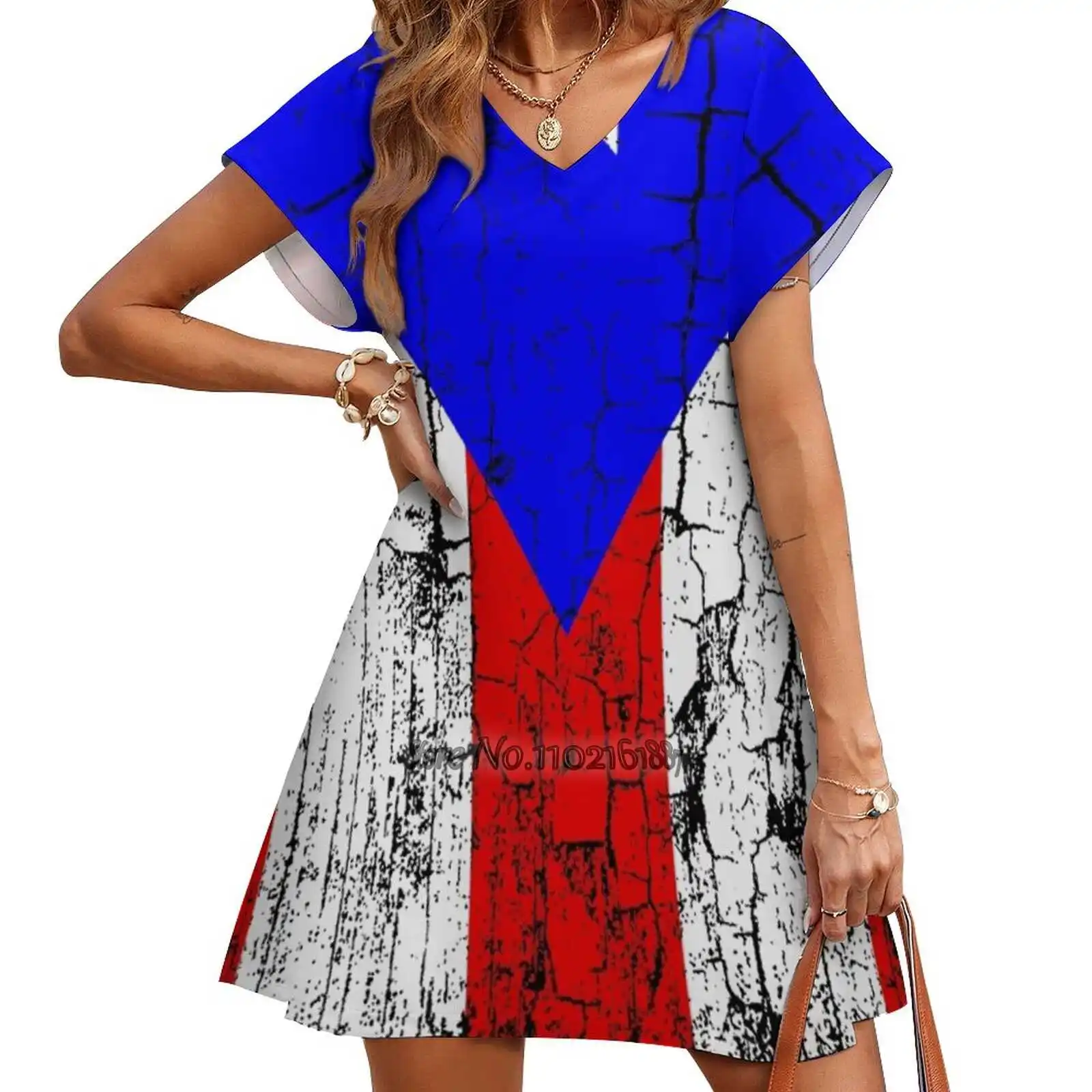 Vintage Puerto Rico Flag Sexy V-Neck Dress Fashion Casual Printed High Quality Short Sleeve Skirt 5Xl Puerto Rican Day Parade
Vintage Puerto Rico Flag Sexy V-Neck Dress Fashion Casual Printed High Quality Short Sleeve Skirt 5Xl Puerto Rican Day Parade