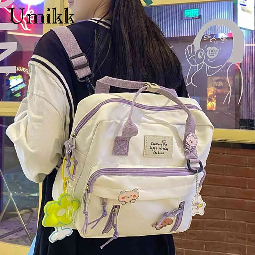 

Нейлоновый студенческий рюкзак большой вместимости, милый повседневный рюкзак с регулируемым плечевым ремнем, модные женские сумки на молнии, новинка 2023