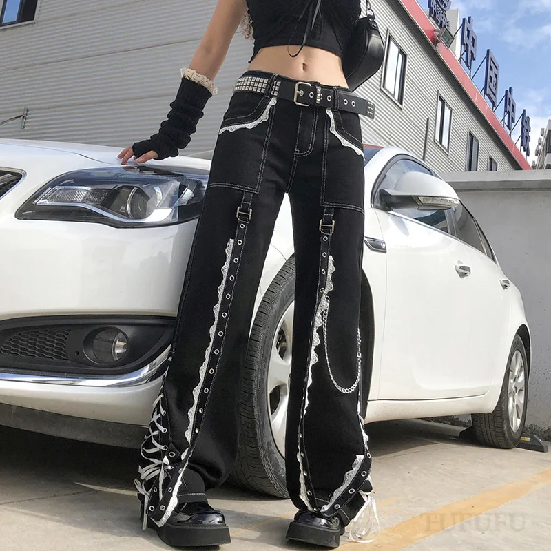 2022 Gothic Women Baggy Jean Aesthetic Lace Up Patchwork Dark Academia Streetwear Punk Casual Denim Trousers Straight Pants
2022 Gothic Women Baggy Jean Aesthetic Lace Up Patchwork Dark Academia Streetwear Punk Casual Denim Trousers Straight Pants