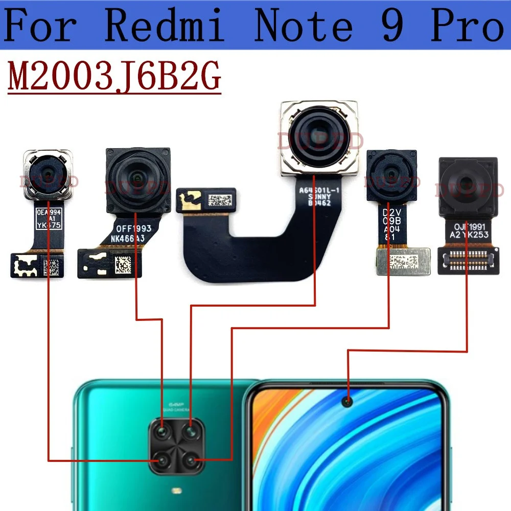 

Модуль камеры для селфи M2003J6B2G, основная фронтальная камера для Xiaomi Redmi Note 9 Pro Note9 9Pro, передняя и задняя камеры, оригинал