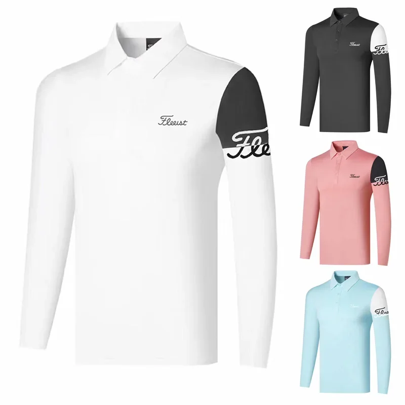 

Новая одежда для гольфа, Мужская Осенняя футболка с длинным рукавом, одежда для гольфа, Спортивная быстросохнущая рубашка-поло, Солнцезащитная футболка