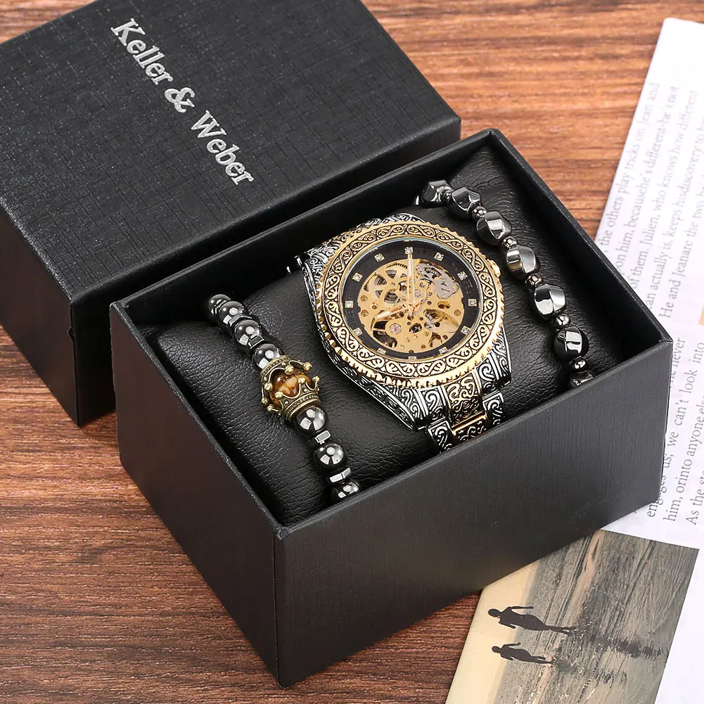 Men's Mechanical Watch Bracelets Gift Set Stainless Steel Band Self-winding Watches Gift Set for Husband Man Wristwatch Gifts
Men's Mechanical Watch Bracelets Gift Set Stainless Steel Band Self-winding Watches Gift Set for Husband Man Wristwatch Gifts