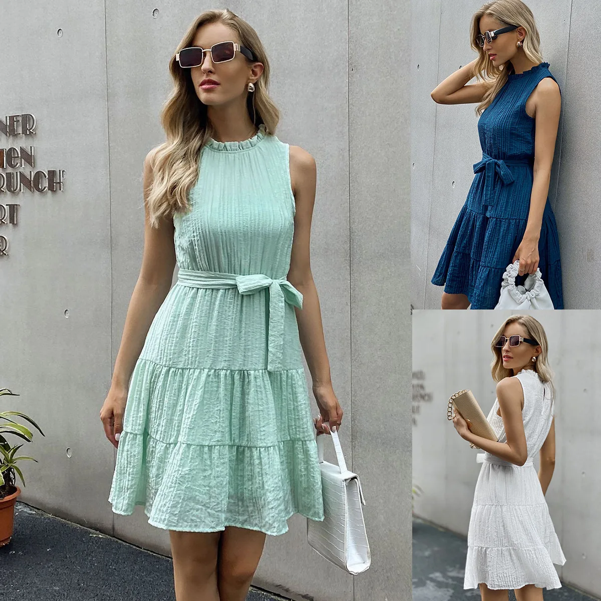 Spring Summer A-LINE Dress Women O Neck Sleeveless Polyester Dress Solid Color Office Lady Dress Vestidos SYXLYQ198
Spring Summer A-LINE Dress Women O Neck Sleeveless Polyester Dress Solid Color Office Lady Dress Vestidos SYXLYQ198