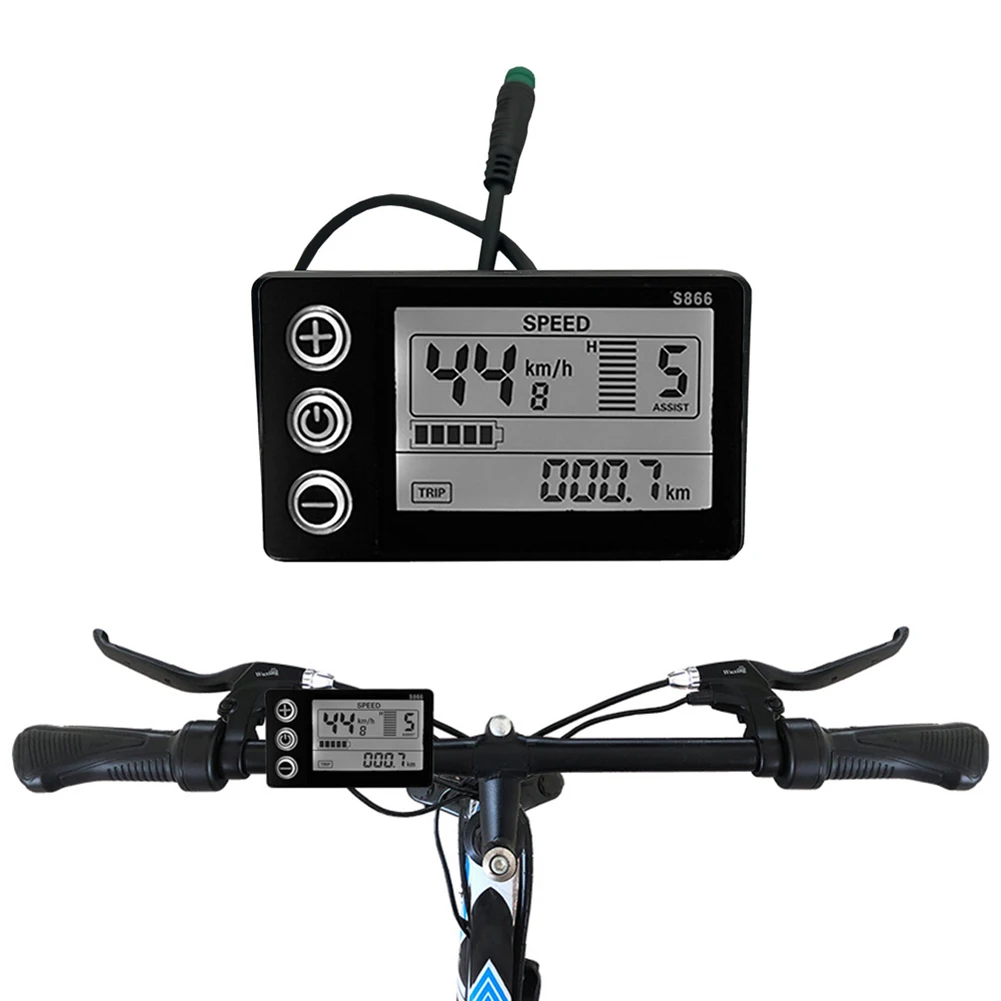 Electric Bike S866 24V/36V/48V Waterproof Plug LCD Display For 22.2mm Handlebar E-Bike Scooter LCD Display Screen Accessories
Electric Bike S866 24V/36V/48V Waterproof Plug LCD Display For 22.2mm Handlebar E-Bike Scooter LCD Display Screen Accessories