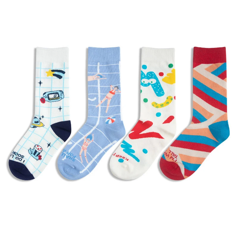 Autumn and winter new design cartoon retro illustration pure cotton medium tube men and women socks
Autumn and winter new design cartoon retro illustration pure cotton medium tube men and women socks