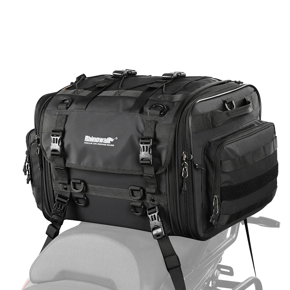 

Motorcycle Seat Bag Motorbike Bag Waterproof PVC Big Capacity 40-60L Rear Tail Saddle Bag Outdoor Travel Luggage