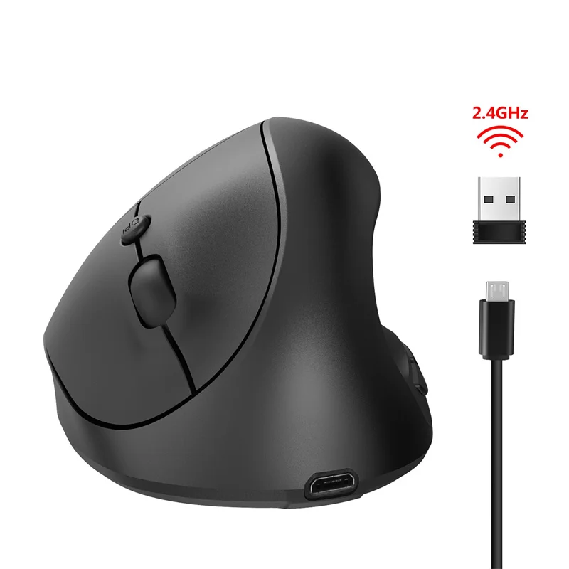 

2.4G Wireless Vertical Mouse Ergonomic Mice 3-gear Adjustable DPI Built-in 600mAh Rechargeable Lithium Battery