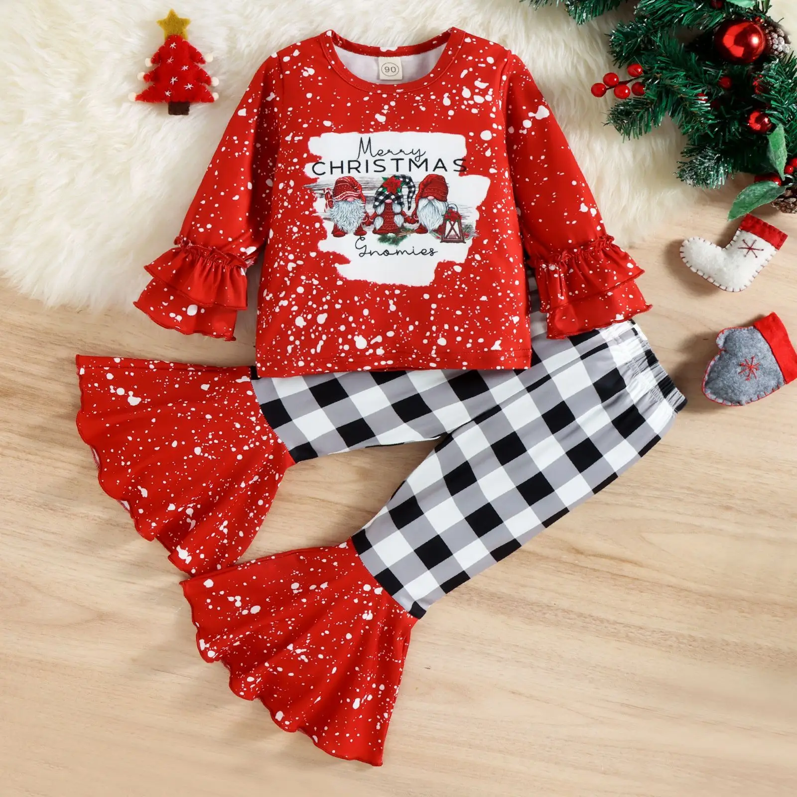 Baby Girls Christmas Clothes Set Toddler Kids 2pcs Cartoon Print Long Sleeve Tops + Flare Plaid Pants for 1-6Years Old Outfits
Baby Girls Christmas Clothes Set Toddler Kids 2pcs Cartoon Print Long Sleeve Tops + Flare Plaid Pants for 1-6Years Old Outfits