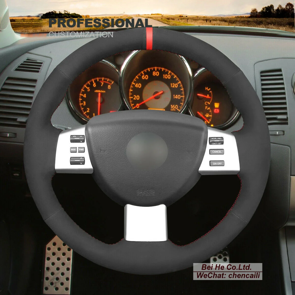 Hand Sew Non-slip Black Leather Suede Car Steering Wheel Cover For Nissan Altima 2005-2006 / Maxima 2004-2008 / Murano 2003-200
Hand Sew Non-slip Black Leather Suede Car Steering Wheel Cover For Nissan Altima 2005-2006 / Maxima 2004-2008 / Murano 2003-200