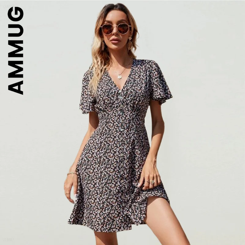 Ammug Women Fashion Dress A Line Dress V Neck Floral Print Mini Dress Outfits Club Basic Vestidos Female Dresses Woman
Ammug Women Fashion Dress A Line Dress V Neck Floral Print Mini Dress Outfits Club Basic Vestidos Female Dresses Woman