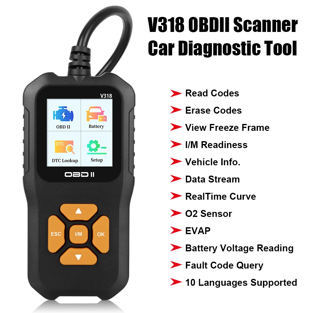 V318 Automotive Diagnostic Scanner OBD2 Clear Fault Detector Automatic Code Reading Scanner Tool for Vehicle Detection
V318 Automotive Diagnostic Scanner OBD2 Clear Fault Detector Automatic Code Reading Scanner Tool for Vehicle Detection