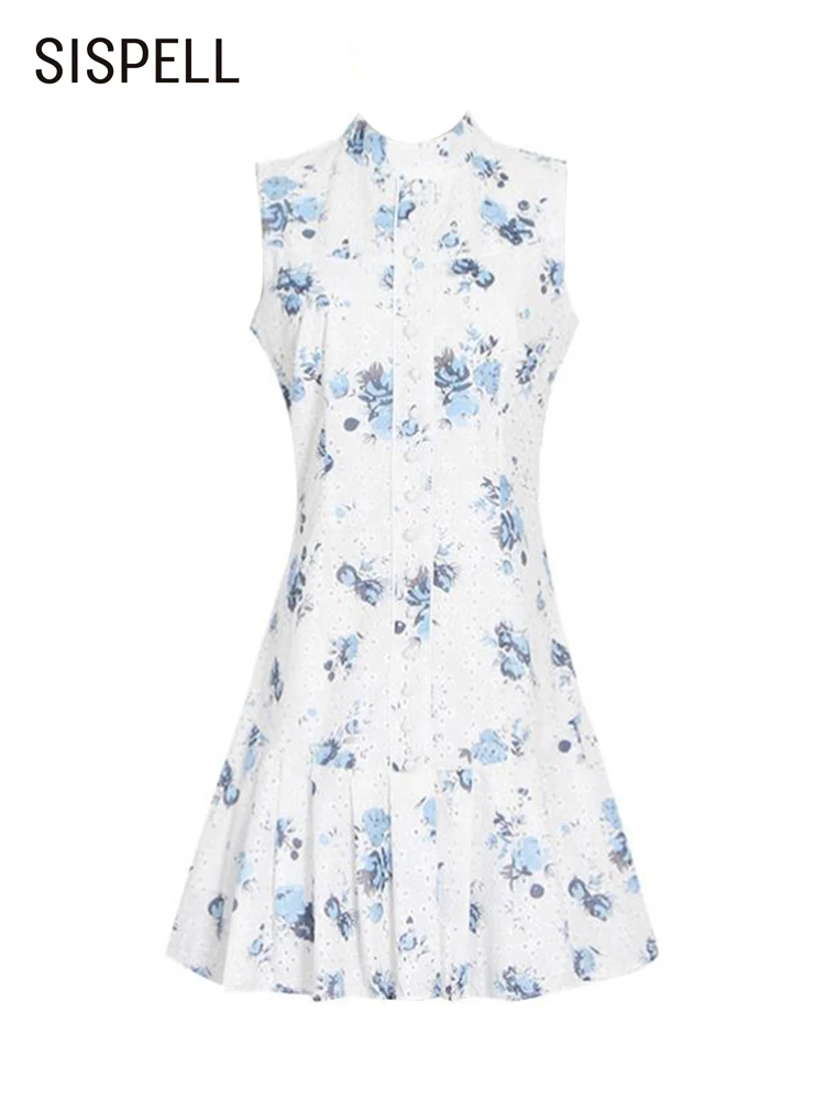 SISPELL Temperament Blue Floral Print Mini Dress For Women Stand Collar Sleeveless High Waist Colorblock Dresses Female 2021 New
SISPELL Temperament Blue Floral Print Mini Dress For Women Stand Collar Sleeveless High Waist Colorblock Dresses Female 2021 New