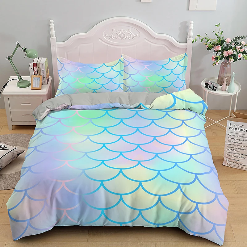 Mermaid Rainbow Printed Bedding Set Ocean Scales Duvet Cover Set Pillowcase Queen King Size Home Textile For Children Boy Girl
Mermaid Rainbow Printed Bedding Set Ocean Scales Duvet Cover Set Pillowcase Queen King Size Home Textile For Children Boy Girl