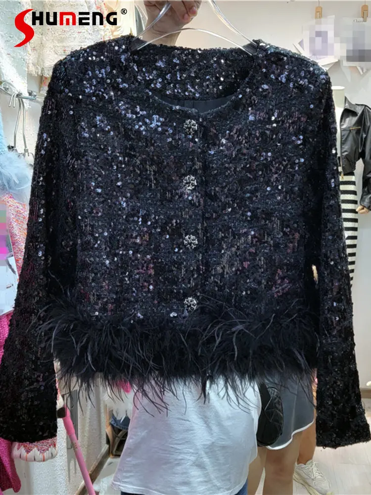 Temperament Real Wool Sequins Short Coat Female 2022 Autumn and Winter French Style Black Single Breasted Cardigan Outer Wear
Temperament Real Wool Sequins Short Coat Female 2022 Autumn and Winter French Style Black Single Breasted Cardigan Outer Wear