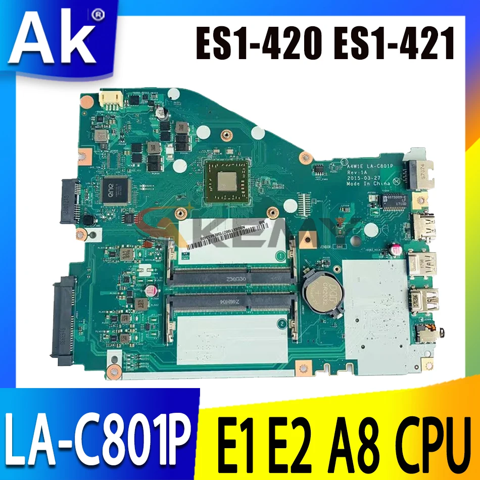 A4W1E LA-C801P motherboard E1-7010 E2-6110 A4-5000 A8-7410 CPU For Acer Aspire ES14 ES1-420 ES1-421 Laptop Motherboard mainboard
A4W1E LA-C801P motherboard E1-7010 E2-6110 A4-5000 A8-7410 CPU For Acer Aspire ES14 ES1-420 ES1-421 Laptop Motherboard mainboard