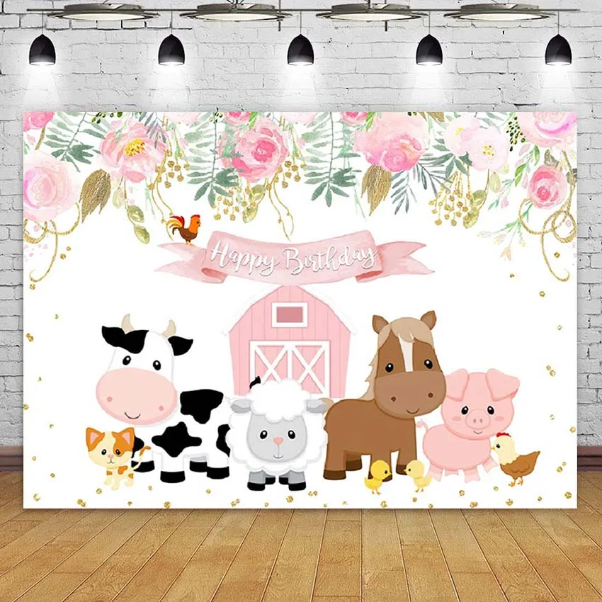 Cartoon Farm Animals Happy Birthday Photography Backdrop Pink Flowers Floral Barn Girls Background Party Banner Photo Booth
Cartoon Farm Animals Happy Birthday Photography Backdrop Pink Flowers Floral Barn Girls Background Party Banner Photo Booth