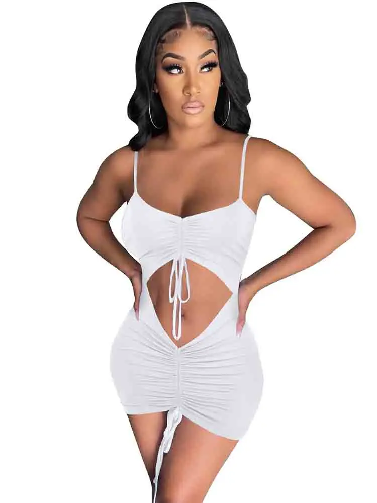 Szkzk mini summer dress women Streetwear hollow out drawstring lacing folds Sleeveless spaghetti strips Sexy Bodycon Dresses
Szkzk mini summer dress women Streetwear hollow out drawstring lacing folds Sleeveless spaghetti strips Sexy Bodycon Dresses