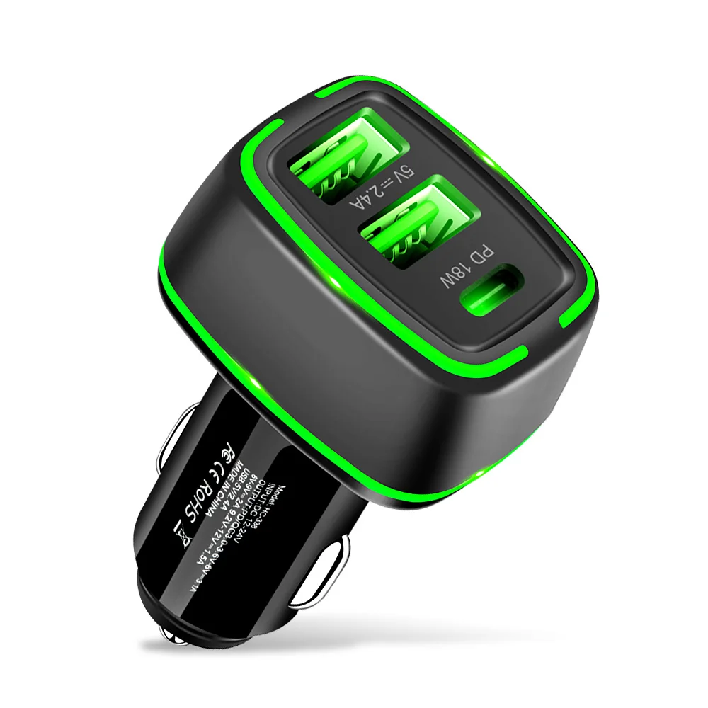 12V/24V PD 18W Fast Car Charger Cigarette Lighter Socket Adapter QC3.0 Plastic Black 2 USB Port + Type-C On-Board Charger
12V/24V PD 18W Fast Car Charger Cigarette Lighter Socket Adapter QC3.0 Plastic Black 2 USB Port + Type-C On-Board Charger