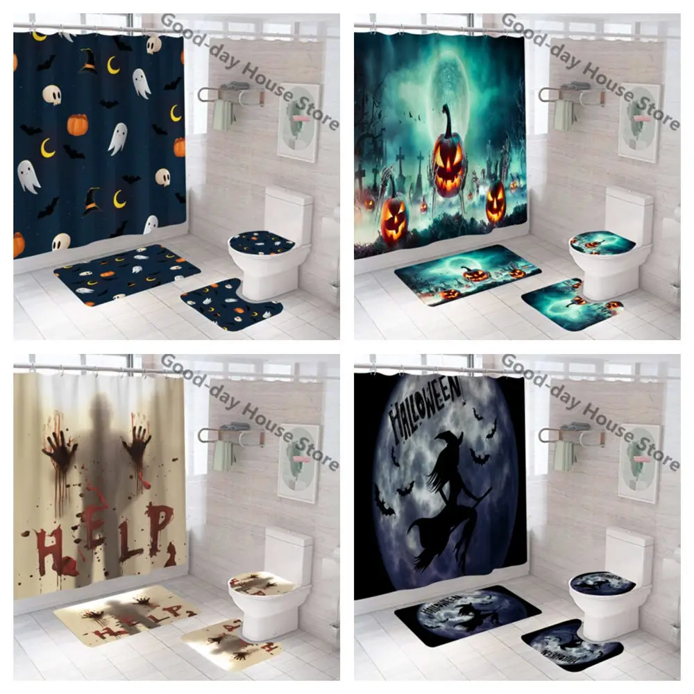 Cartoon Halloween Shower Curtain Set Waterproof Polyester Fabric Cortinas De Ducha Bathroom Toilet Lid Cover Mat Rug Home Decor
Cartoon Halloween Shower Curtain Set Waterproof Polyester Fabric Cortinas De Ducha Bathroom Toilet Lid Cover Mat Rug Home Decor