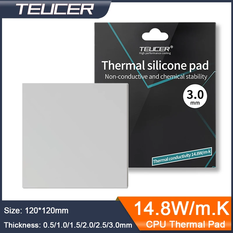 TEUCER TP400 Thermal Pad 120x120mm 14.8W/mk Non Conductive Heat Resistance for CPU GPU Computer Accessories
TEUCER TP400 Thermal Pad 120x120mm 14.8W/mk Non Conductive Heat Resistance for CPU GPU Computer Accessories