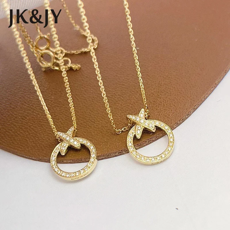 JK&JY 100% 18K Yellow Gold Natural Diamond Cross Round Necklace Pendant Exquisite Girl Gift Boutique Jewelry Wholesale
JK&JY 100% 18K Yellow Gold Natural Diamond Cross Round Necklace Pendant Exquisite Girl Gift Boutique Jewelry Wholesale
