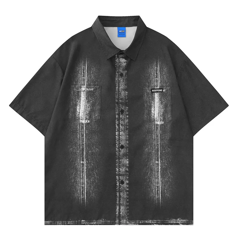 Hip Hop Vintage Solid Color Denim Shirts Harakuju Short Sleeves Oversized Summer Streetwear Button Up Blouse For Male Loose Fit
Hip Hop Vintage Solid Color Denim Shirts Harakuju Short Sleeves Oversized Summer Streetwear Button Up Blouse For Male Loose Fit