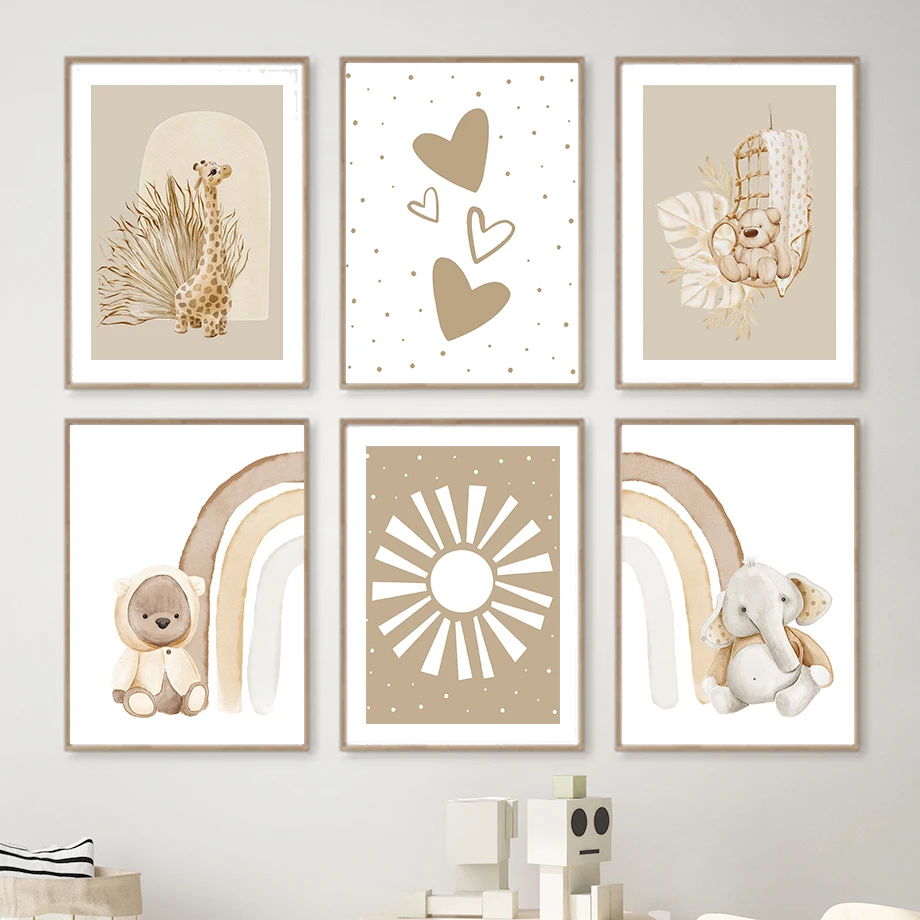 Boho Decor Poster Bear Elephant Giraffe Rainbow Cartoon Wall Art Canvas Painting Nursery Wall Picture for Kids Room Home Cuadros
Boho Decor Poster Bear Elephant Giraffe Rainbow Cartoon Wall Art Canvas Painting Nursery Wall Picture for Kids Room Home Cuadros