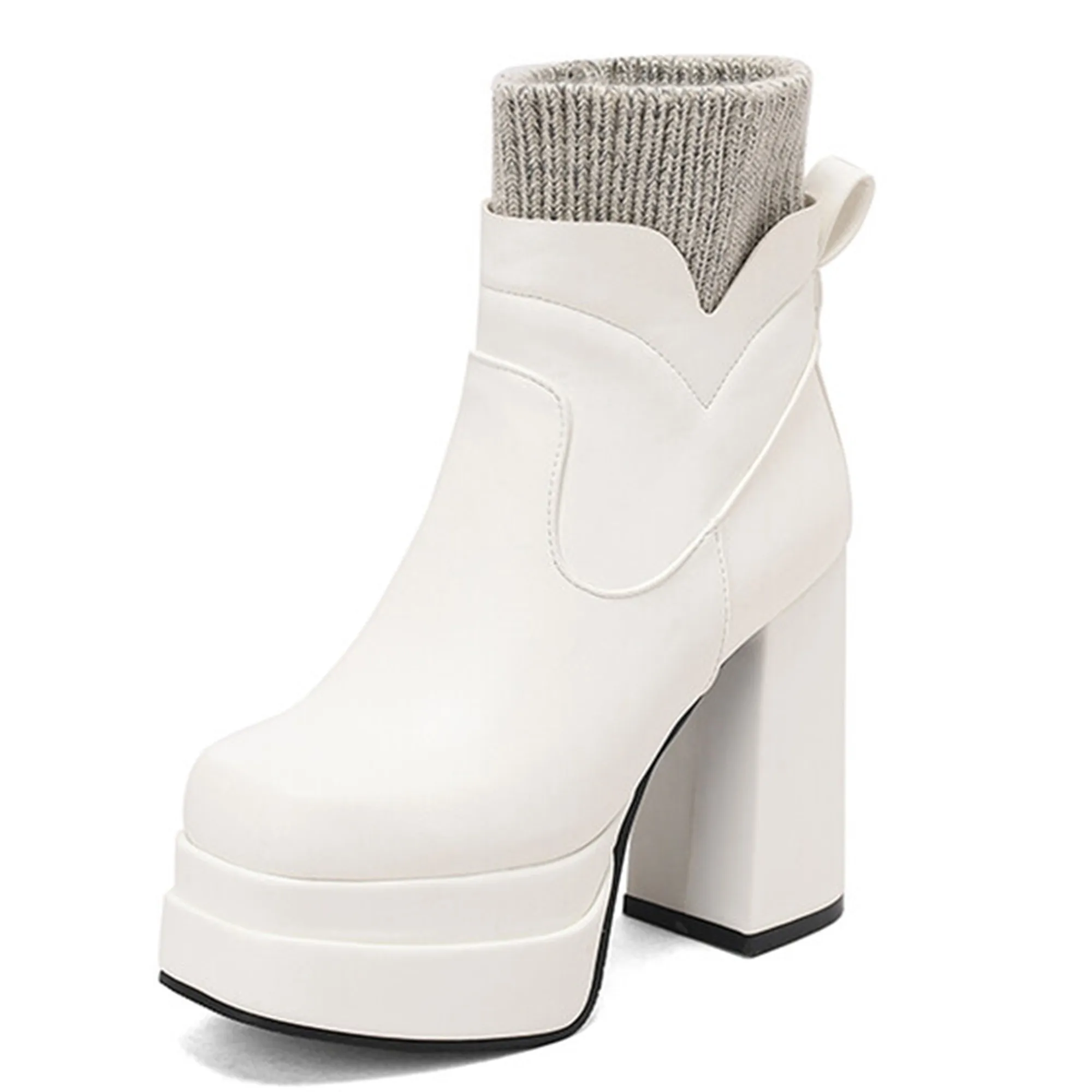 Knitted Woolen Boots with PU Sleeve Splicing Winter Short Boots Double Layer Platform High Thick Heel Side Zipper Shoe
Knitted Woolen Boots with PU Sleeve Splicing Winter Short Boots Double Layer Platform High Thick Heel Side Zipper Shoe