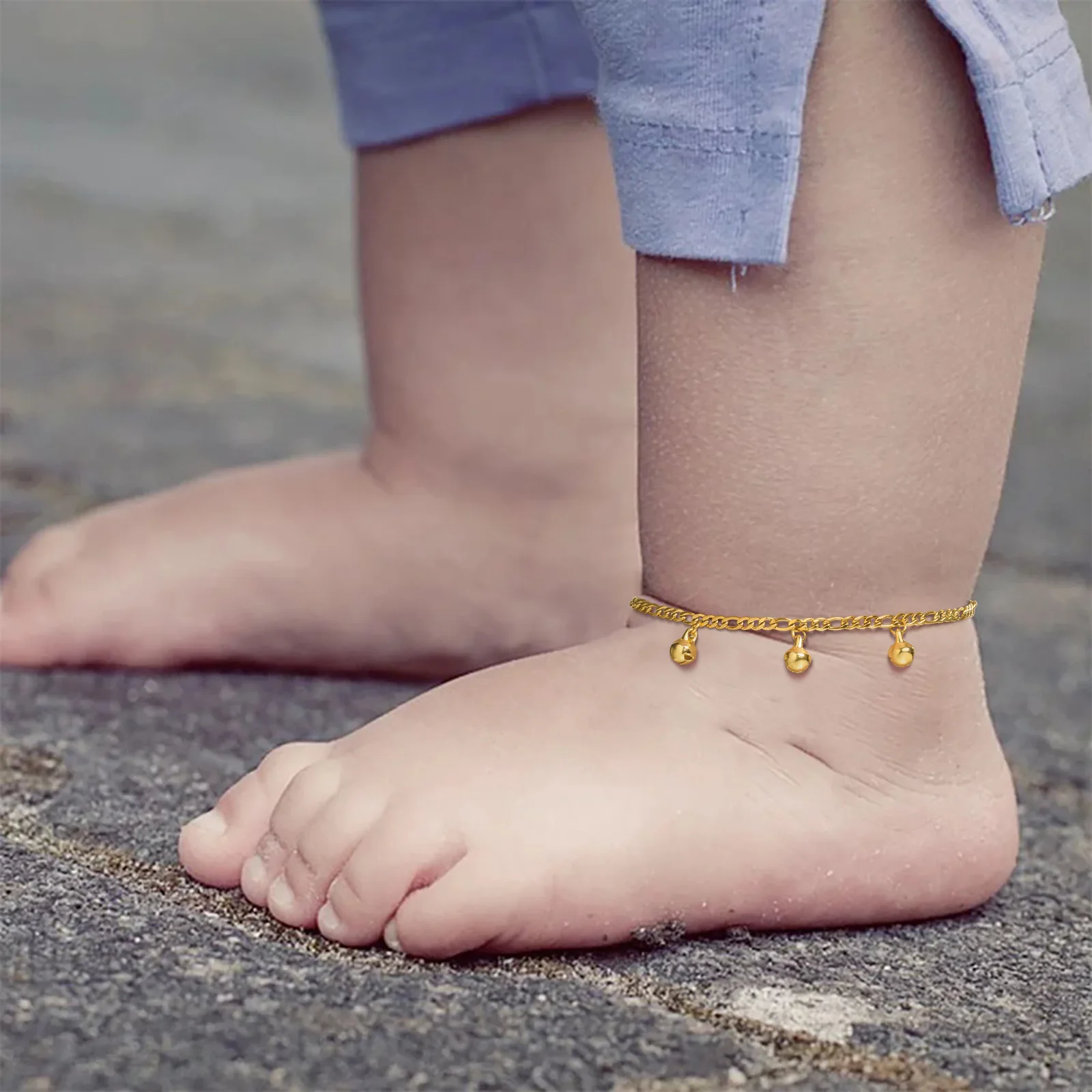 

Vnox Cute Baby Child Anklets, Gold Plated Bell Charm Bracelets, Adjustable Figaro Ankle Chain, Girls Boys Anklet Gift