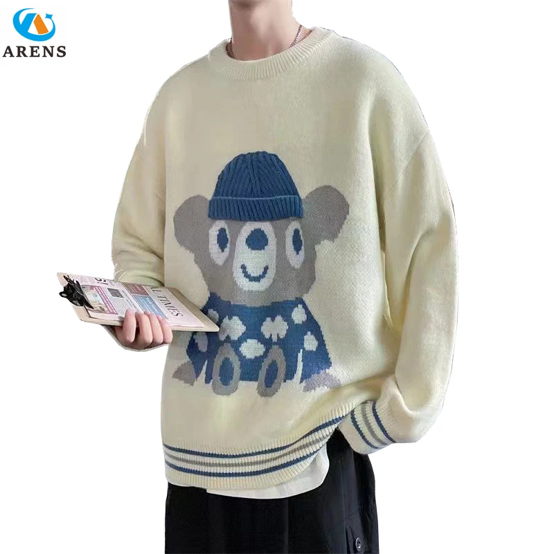 ARENS Cute Bear Men Winter Sweater Oversize Harajuku Pullover O-Neck Color Contrast Male Knitted Top Cartoon jacquard Sweaters X
ARENS Cute Bear Men Winter Sweater Oversize Harajuku Pullover O-Neck Color Contrast Male Knitted Top Cartoon jacquard Sweaters X
