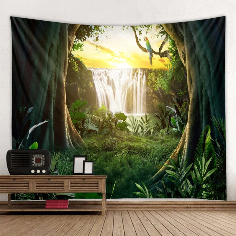 

Hippie Tapestry Home Decor Wall Blanket Beautiful Cave Waterfall Digital Print Wall Hanging