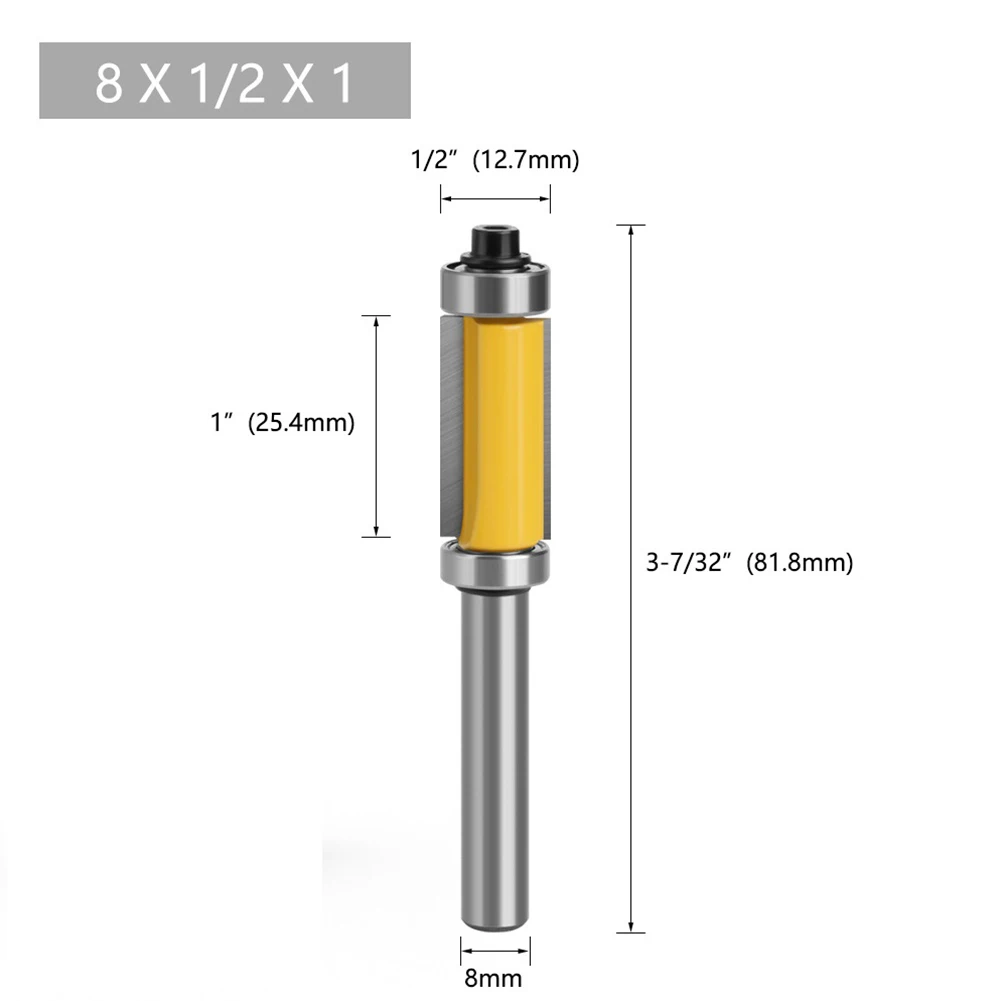 8mm Router Bit Solid Hardened Steel Straight Trim Bearing Pattern Carbide Flush Double Bearing Router Bit 8mm Shank
8mm Router Bit Solid Hardened Steel Straight Trim Bearing Pattern Carbide Flush Double Bearing Router Bit 8mm Shank