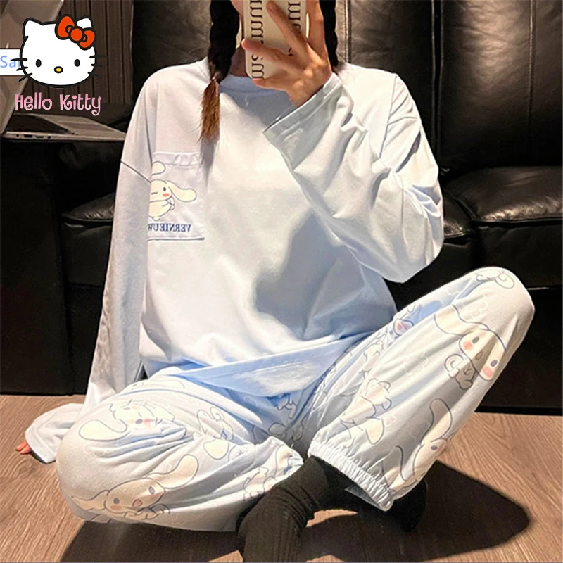 Kawaii Cinnamoroll Пижамный Костюм хлопковый Повседневный с длинным рукавом Тонкий секционный большой размер свободный круглый вырез Sanrio Домашняя одежда костюм
Kawaii Cinnamoroll Пижамный Костюм хлопковый Повседневный с длинным рукавом Тонкий секционный большой размер свободный круглый вырез Sanrio Домашняя одежда костюм
