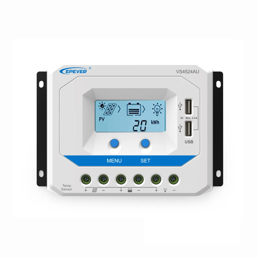 EPEVER VS4524AU 45A 12V/24V ac dc hybrid solar charge controller with LCD display 5VDC USB output
EPEVER VS4524AU 45A 12V/24V ac dc hybrid solar charge controller with LCD display 5VDC USB output