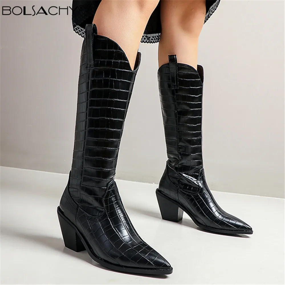 Fashion Microfiber Leather Women Knee High Boots Pointed Toe Western Cowboy Boots Women Mid-Calf Chunky Wedges Boots Runway
Fashion Microfiber Leather Women Knee High Boots Pointed Toe Western Cowboy Boots Women Mid-Calf Chunky Wedges Boots Runway