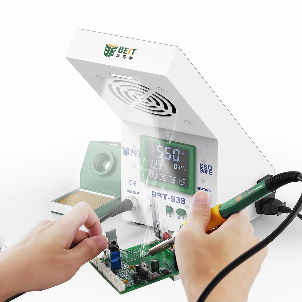 For Multi-funcational 3 In 1 LED Light Soldering Smoke Absorber Soldering Iron Station BST-938 220V/110V
For Multi-funcational 3 In 1 LED Light Soldering Smoke Absorber Soldering Iron Station BST-938 220V/110V
