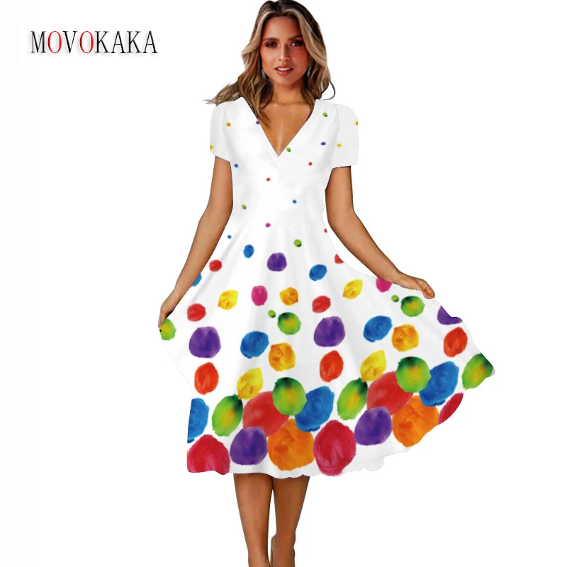 MOVOKAKA Summer Vintage Woman Midi Dress Casual Holiday Beach Short Sleeve Elegant Party Vestidos White Printing V Neck Dresses
MOVOKAKA Summer Vintage Woman Midi Dress Casual Holiday Beach Short Sleeve Elegant Party Vestidos White Printing V Neck Dresses