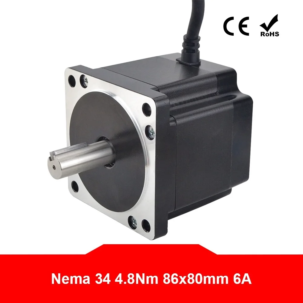 Шаговый двигатель Nema 34, 4 ведущих, 86x86x80 мм, вал 14 мм, для гравировального станка с ЧПУ, 4,8 нм, 6 А
Шаговый двигатель Nema 34, 4 ведущих, 86x86x80 мм, вал 14 мм, для гравировального станка с ЧПУ, 4,8 нм, 6 А