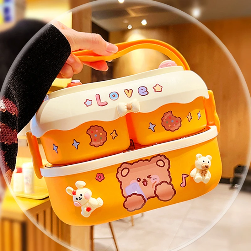 Cute Bear Lunch Box For Kids Girl Kawaii Portable Plastic Large Bento Box For Adults Work Microwavable School Children Food Box 
Cute Bear Lunch Box For Kids Girl Kawaii Portable Plastic Large Bento Box For Adults Work Microwavable School Children Food Box