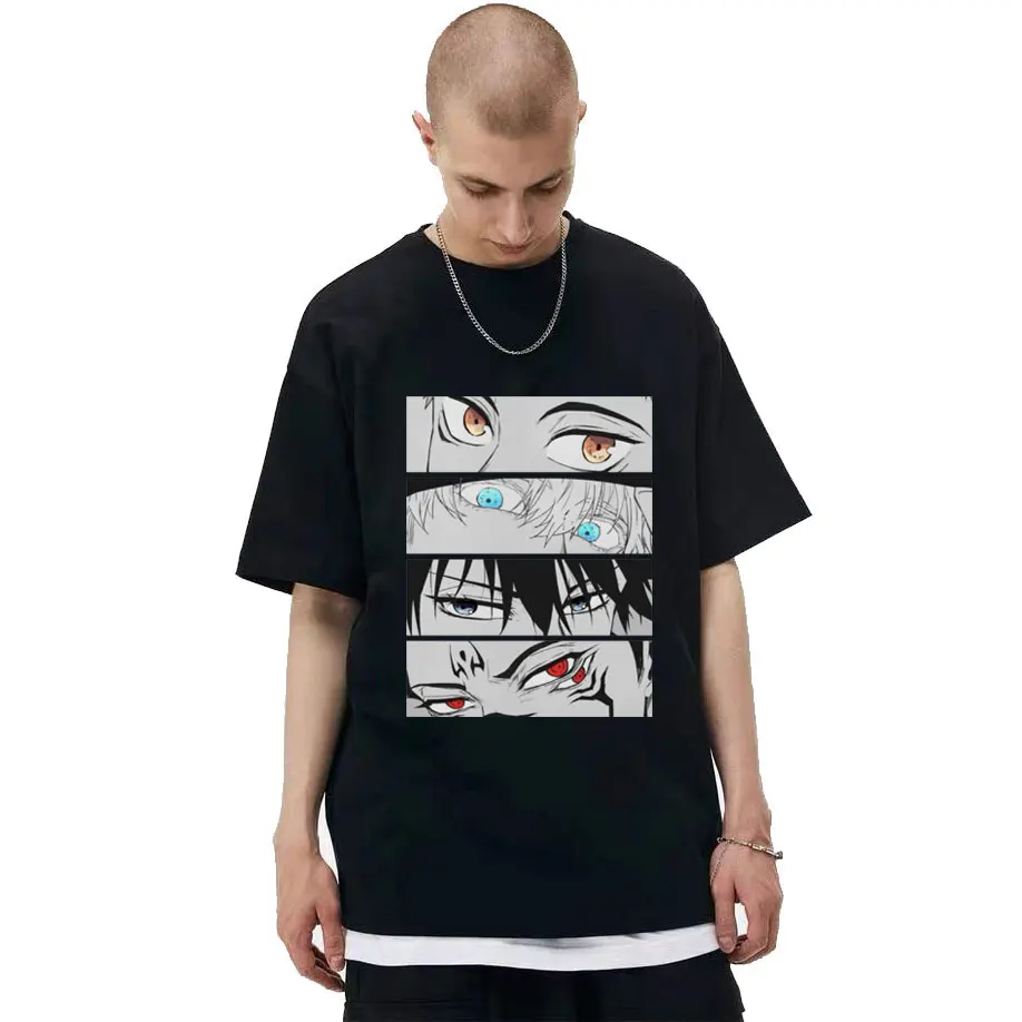Anime Jujutsu Kaisen Gojo Satoru Fushiguro Megumi Itadori Yuji Eyes Print Tshirt Short-sleeved Men Women Cotton Loose T Shirts
Anime Jujutsu Kaisen Gojo Satoru Fushiguro Megumi Itadori Yuji Eyes Print Tshirt Short-sleeved Men Women Cotton Loose T Shirts