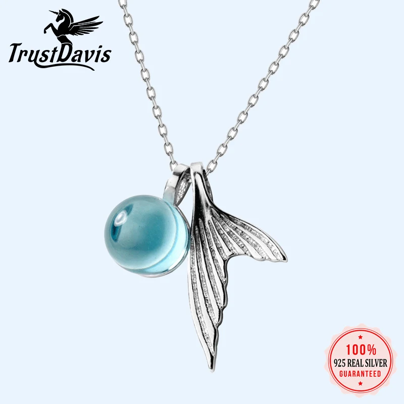Trusta 100% 925 Sterling Silver Stylish Simple Mermaid Tail Necklace Sweet Blue Crystal Clavicle Chain Necklace Jewelry DS800
Trusta 100% 925 Sterling Silver Stylish Simple Mermaid Tail Necklace Sweet Blue Crystal Clavicle Chain Necklace Jewelry DS800